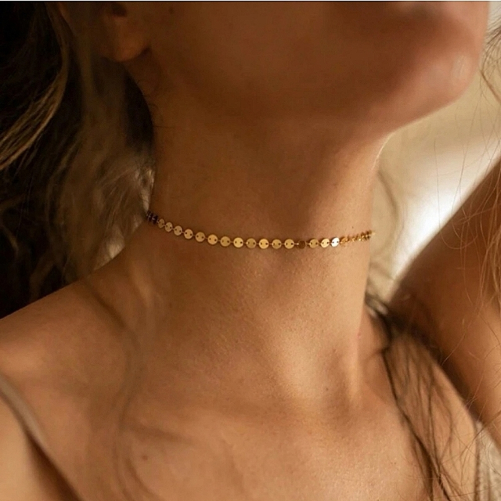 Free People Gold Sequin Coin Chain Choker Necklace